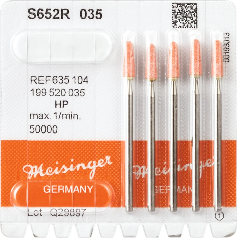 Keramische Schleifer S652R  Packung  5 Stück orange mittel, HP, Figur 199, 10,5 mm, ISO 035