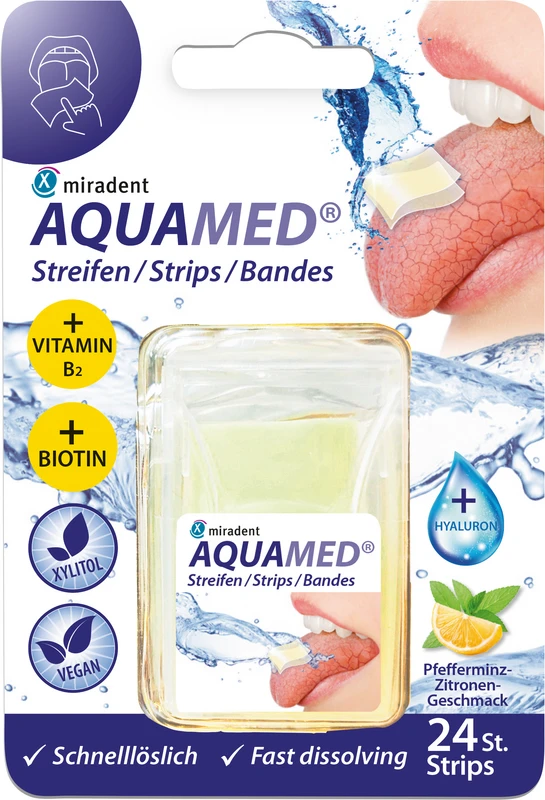 miradent AQUAMED® Streifen   Packung  24 Stück zitroniger Minzgeschmack