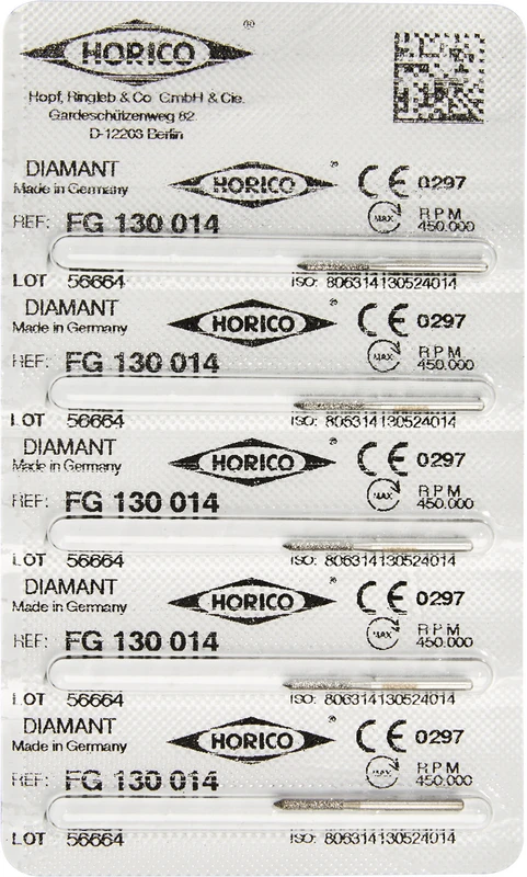 Diamantschleifer 130  Packung  5 Stück FG, Figur 130, 8 mm, ISO 014