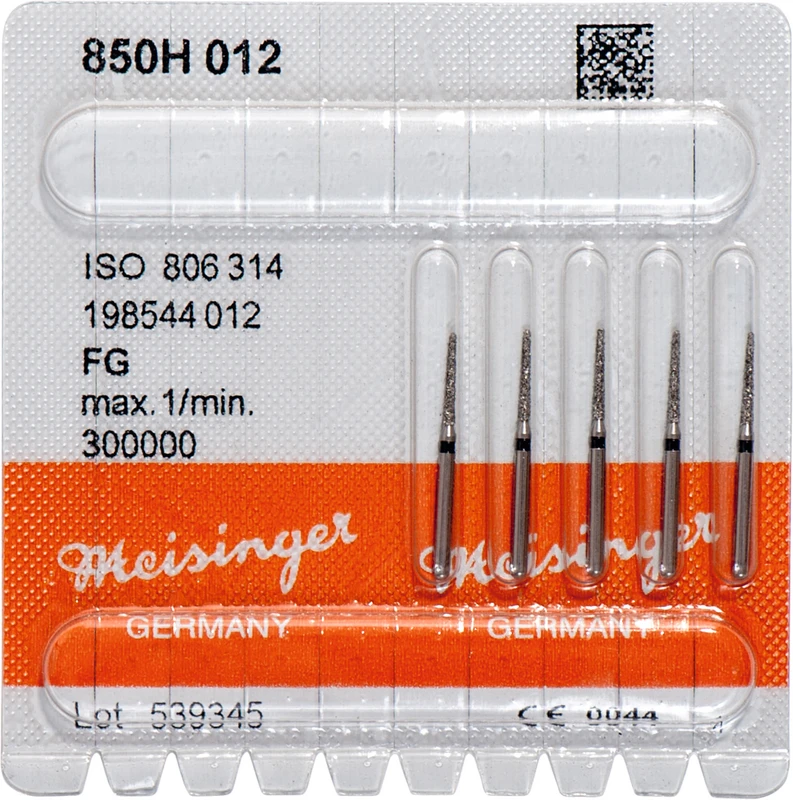 Diamanten 850  Packung  5 Stück schwarz super grob, FG, Figur 198 Konus rund, 8 mm ISO 012