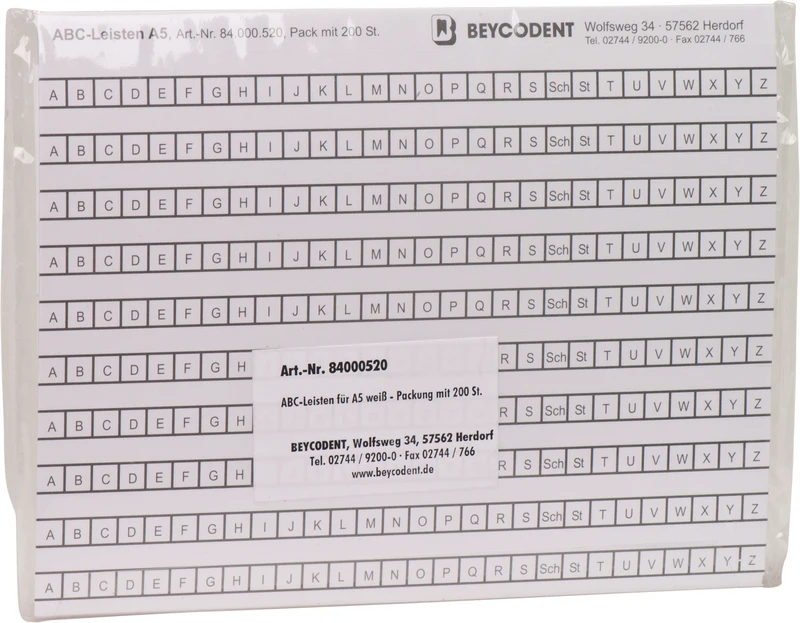 ABC-Alphabet-Leisten   Packung  200 Stück