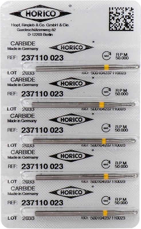 HM-Fräser 237  Packung  5 Stück Kreuzverzahnung, gelb extra-fein, HP, Figur 237, 6 mm, ISO 023