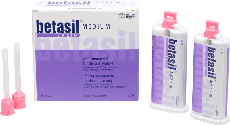 betasil® VARIO MEDIUM  Packung  2 x 50 ml Kartusche, 12 Mixing Tips rosa