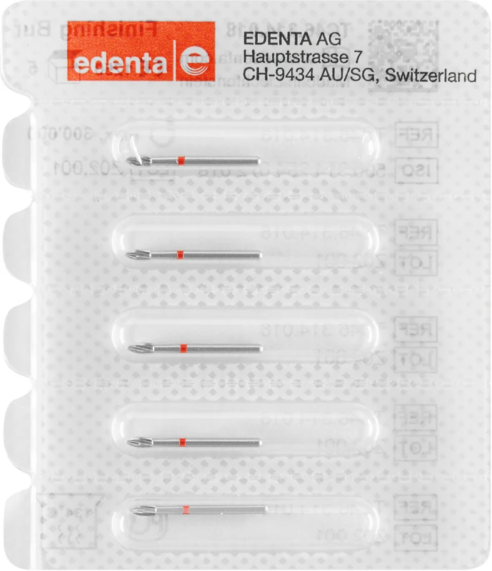 HM-Finierer TC46  Packung  5 Stück rot, 12 Schneiden, FG, Figur 254 Flamme, 3,8 mm, ISO 018