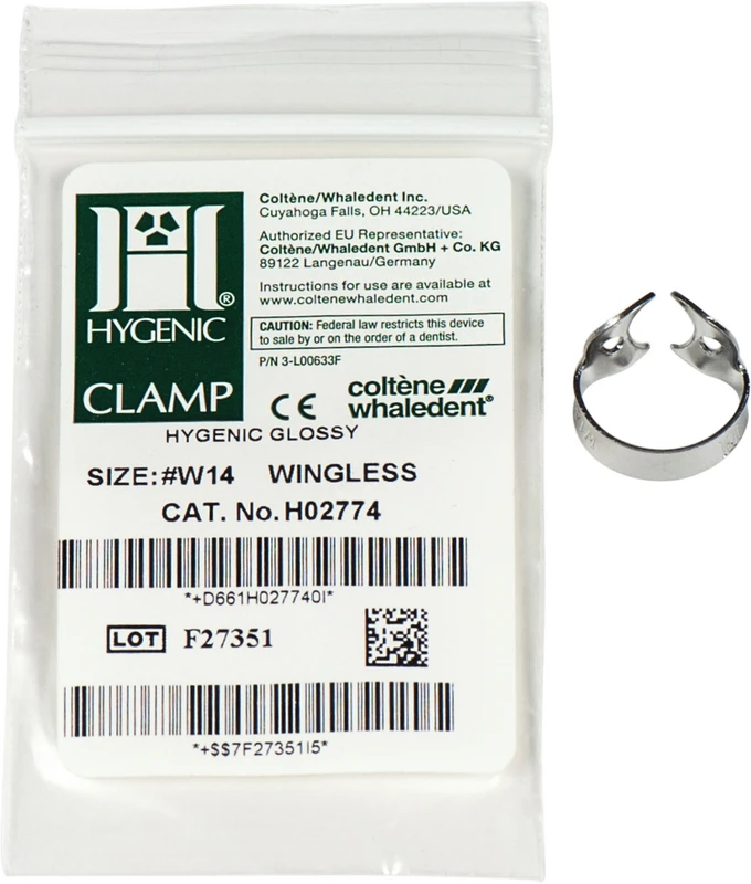 HYGENIC® Dental Dam Klammern  Stück  Klammer ohne Flügel für teilweise durchgebrochene oder unregelmässig geformte Molaren, W14