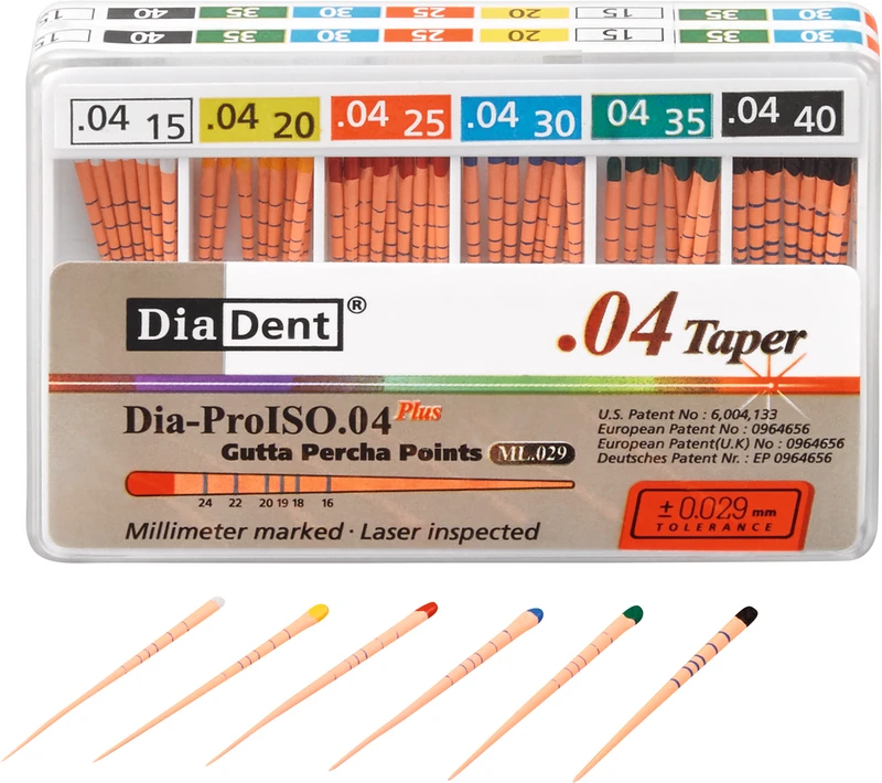DiaDent® Dia-Pro Guttaperchaspitzen  Sortiment  60 Stück Taper.04, ISO 015-040