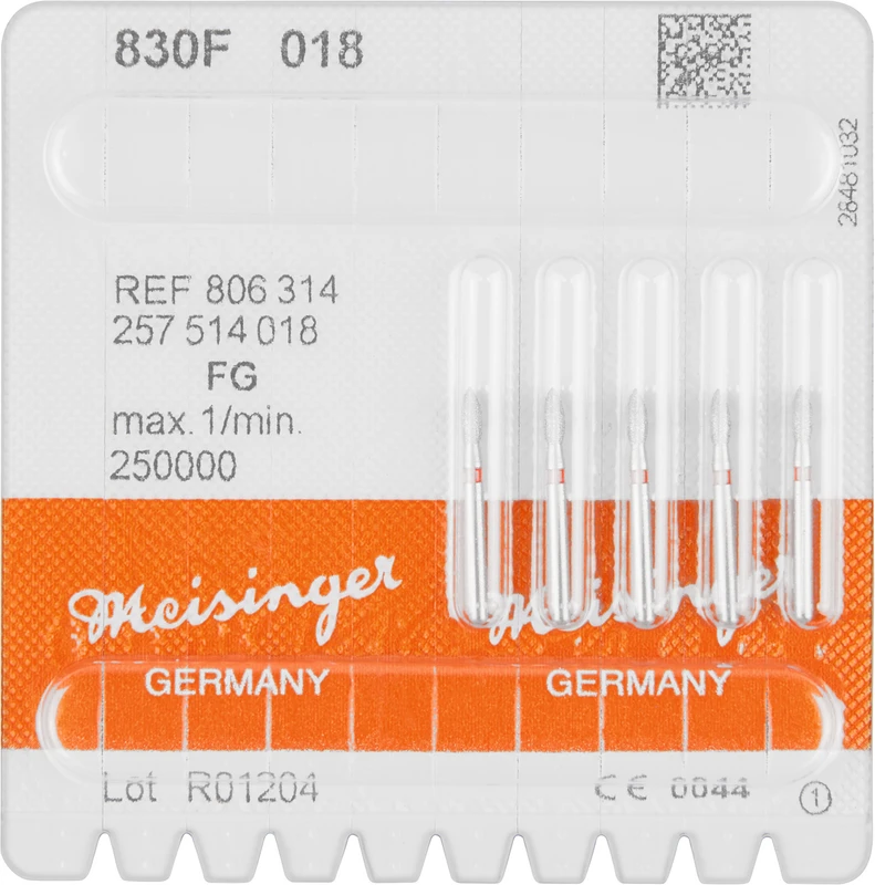 Diamanten 830  Packung  5 Stück rot fein, FG, Figur 257 Birne, 4,5 mm, ISO 018