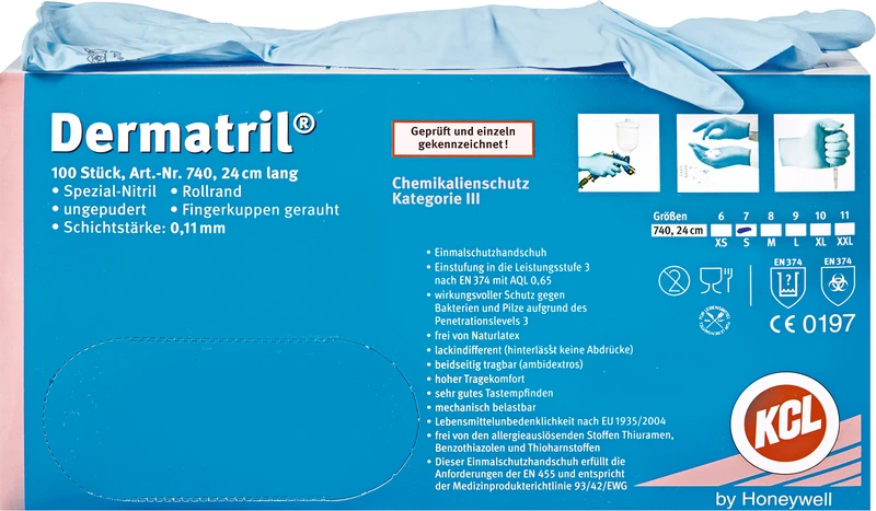 Dermatril® Einmal-Schutzhandschuhe  Packung  100 Stück puderfrei, blau, S