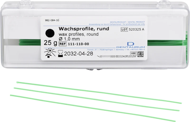 Wachsprofil  Packung  25 g Stange, grün, rund, Ø 1 mm