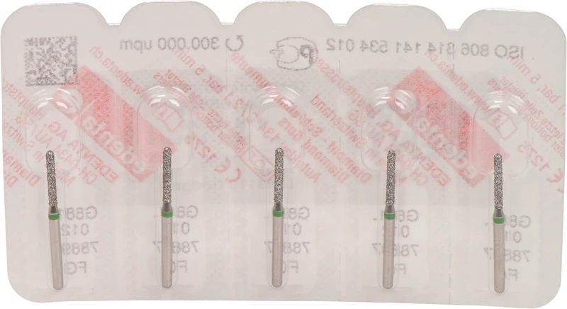 Omni Diamanten 881  Packung  5 Stück grün grob, FG, Figur 141 Zylinder rund, 8 mm, ISO 012