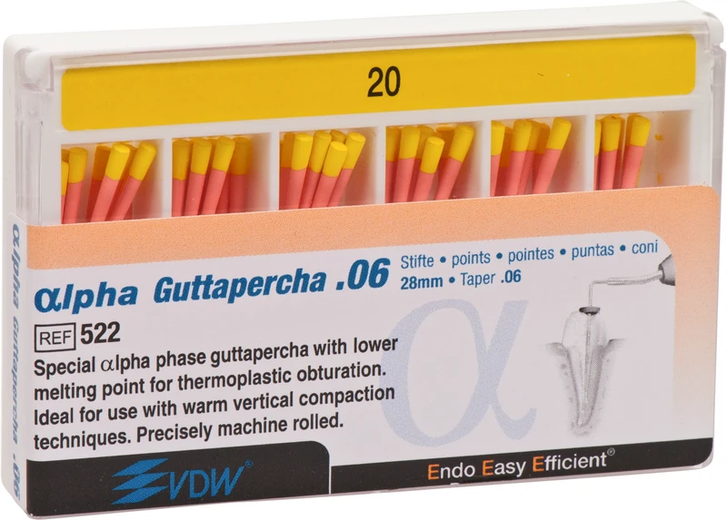 lpha Guttapercha  Packung  60 Stück 28 mm, Taper.06 ISO 020