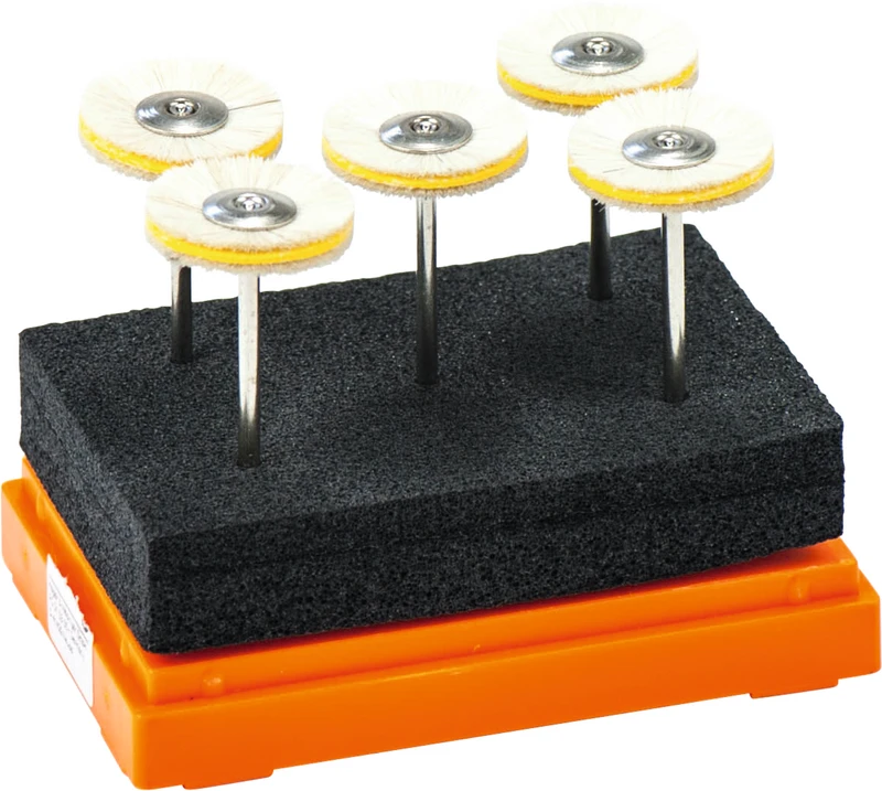 Polierbürste 130  Packung  5 Stück weiß, Ziegenhaar mit Leder, 3-lagig, HP, Figur 543, ISO 220