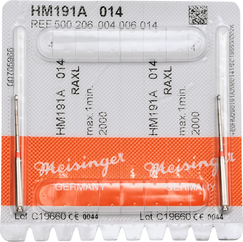 Endo Access Bur 191A  Packung  2 Stück rot, RAXL, Figur 004, Kopf: 16 mm, Total: 34 mm, ISO 014