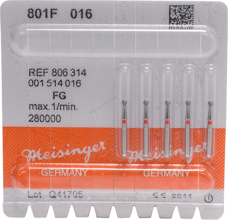 Diamanten 801  Packung  5 Stück rot fein, FG, Figur 001 Rund, ISO 016