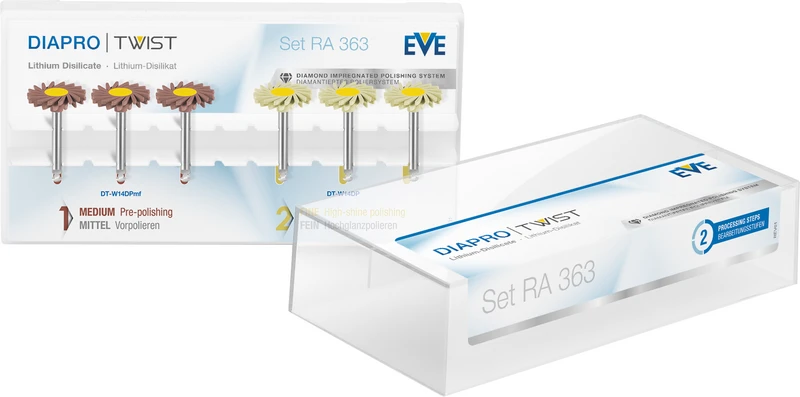 EVE DIAPRO TWIST  Set  6 Stück (3 x DT-W14DPmf rot mittel, 3x DT-W14DP gelb fein), 14 x 1,6 mm, RA