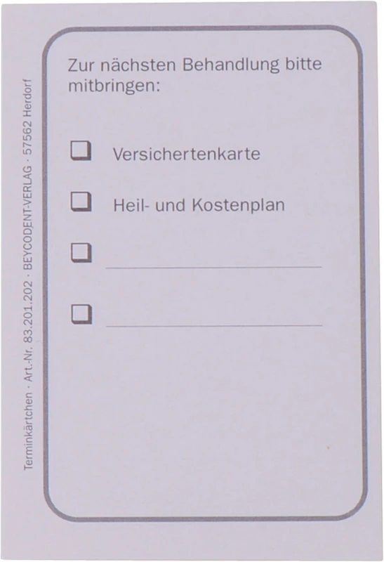 Terminkärtchen neutral   Stück  100 Blatt 5,6 x 8,5 cm