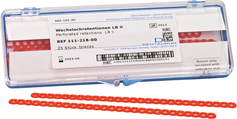 Wachslochretentionen  Packung  25 Stück rot, LR II, Standard