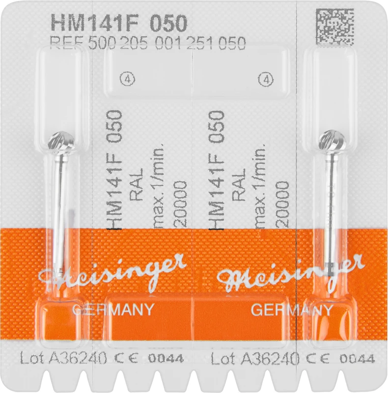 Chirurgie Fräser HM 141  Packung  2 Stück rot fein, RAL, Figur 001, ISO 050