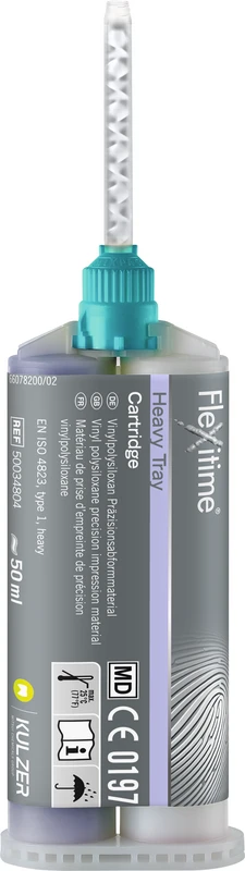 Flexitime®  Packung  2 x 50 ml Doppelkartusche Heavy Tray, schwerfließend, 6 Mischkanülen grün 1:1