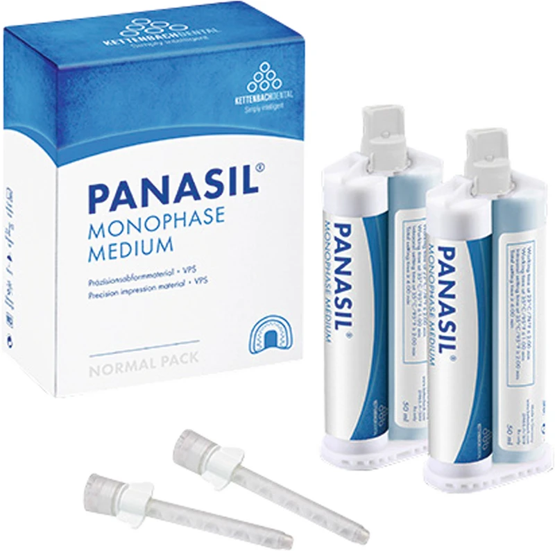 Panasil® monophase Medium  Packung  2 x 50 ml Doppelkartusche, 6 Mischkanülen weiß