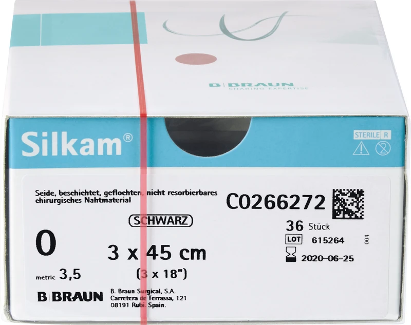 Silkam®  Packung  36 Stück schwarz, 3 x 45 cm, USP 0