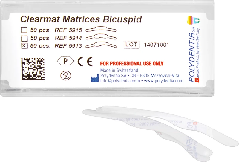 Clearmat Matrizen  Packung  50 Stück Höhe 4,5 \ 7,5 mm, Stärke 0,075 mm, Prämolar, MO\OD