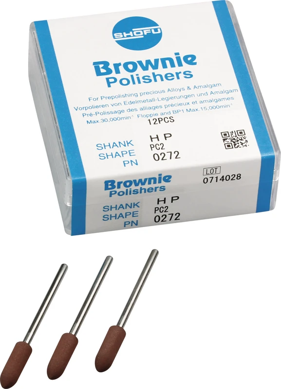 Silikonpolierer  Packung  12 Stück braun, HP, Figur PC2, ISO 050