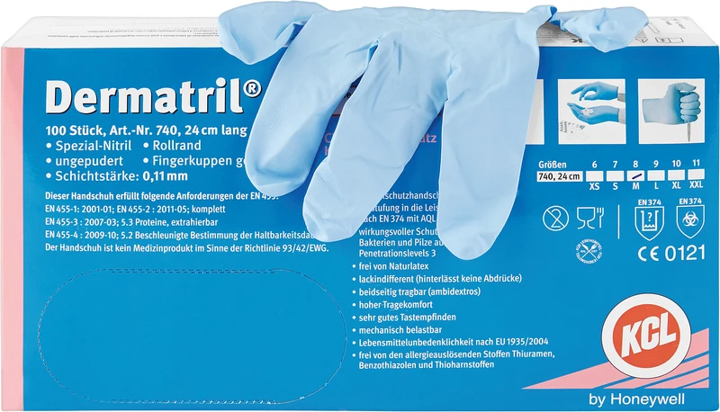Dermatril® Einmal-Schutzhandschuhe  Packung  100 Stück puderfrei, blau, M
