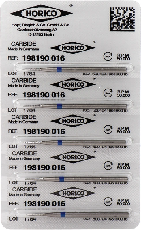 HM-Fräser 198  Packung  5 Stück Kreuzverzahnung, blau normal, HP, Figur 198, 8 mm, ISO 016