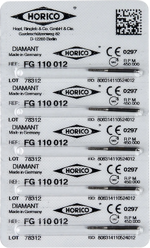 Diamantschleifer 110  Packung  5 Stück FG, Figur 110, 6 mm, ISO 012