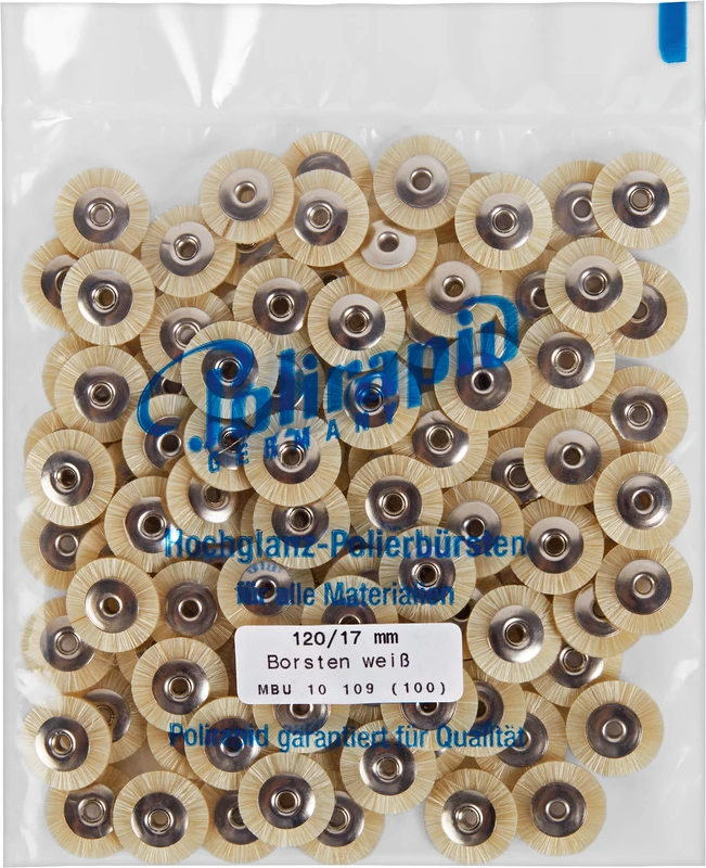 Miniaturbürsten  Packung  100 Stück unmontiert, Chungking Borste weiß, Ø 17 mm