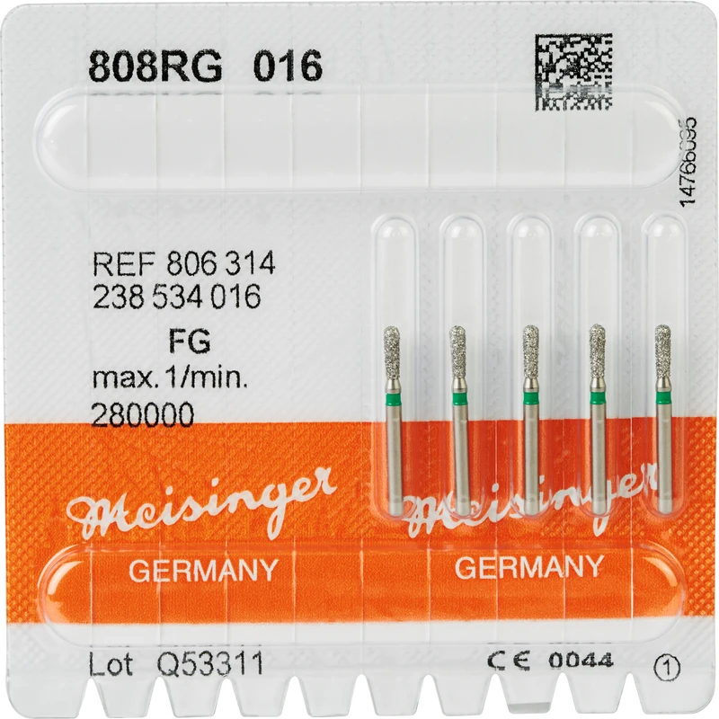 Diamanten 808  Packung  5 Stück grün grob, FG, Figur 238 Birne rund, 5 mm, ISO 016