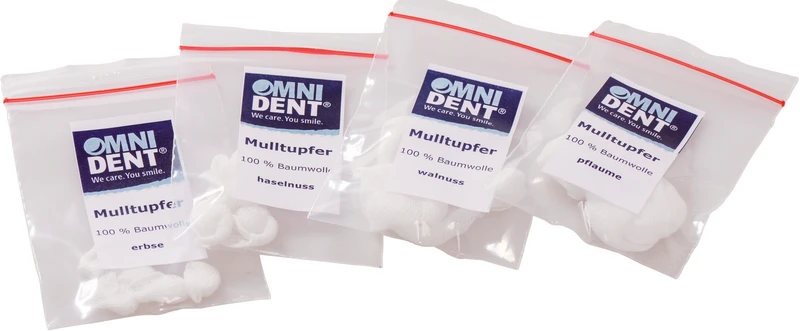 Omni Mulltupfer  Muster  4 Beutel (Erbse, Haselnuss, Walnuss, Pflaume)