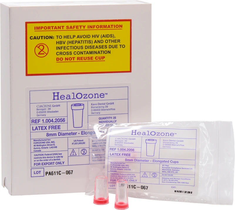 healOzone Applikationskappen  Packung  25 Stück lang, Ø 8 mm