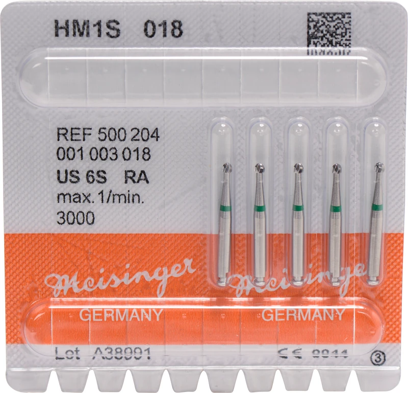 HM-Bohrer 1S  Packung  5 Stück schnittfr. Verz., grün, RA, Figur 001, ISO 018