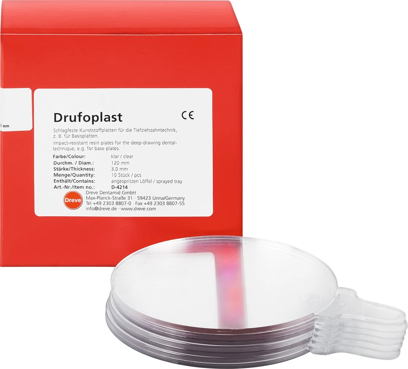 DRUFOPLAST   Packung  10 Stück, klar transparent Ø 120 mm, Stärke 3 mm