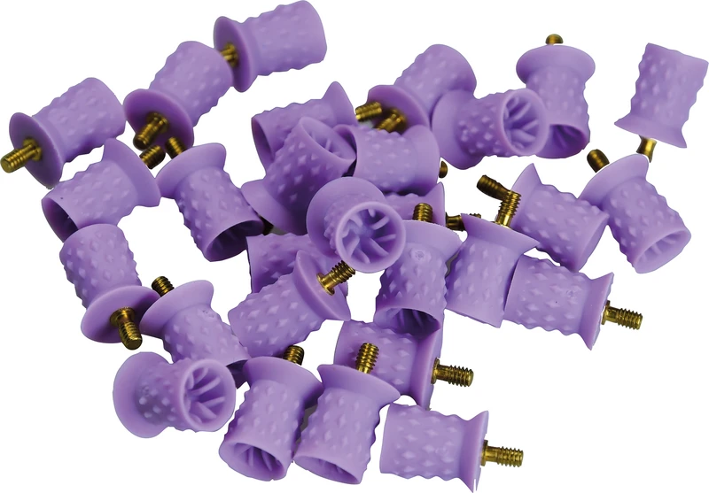 Farbige Prophy Cups  Packung  30 Stück violett spiralförmig, weiches Gummi, Screw-Type