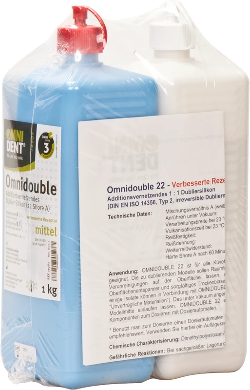 Omnidouble  Packung  2 x 1 kg Silikon hellblau, 22 Shore A-Härte