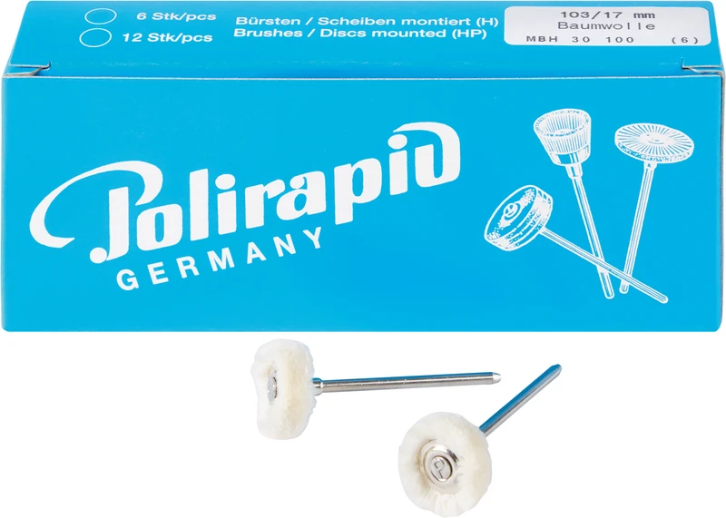 Miniaturbürsten Garn  Packung  6 Stück HP, Baumwollgarn weich, Ø 17 mm