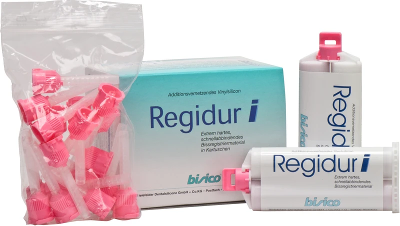 Regidur i  Packung  3 x 50 ml Doppelkartusche heavy, 18 Mischkanülen pink