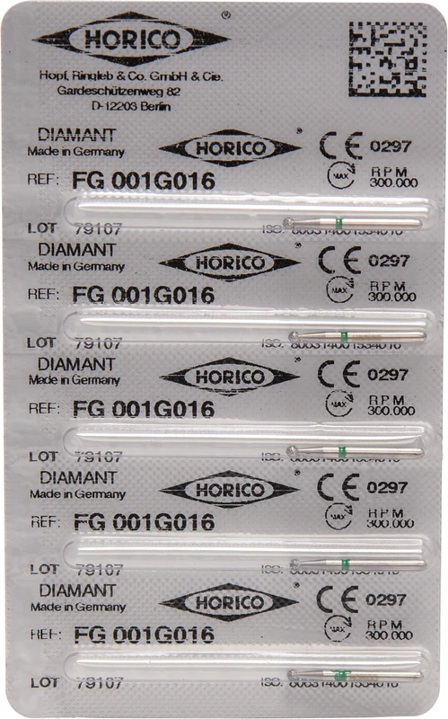 Diamantschleifer 001  Packung  5 Stück grün grob, FG, Figur 001, ISO 016