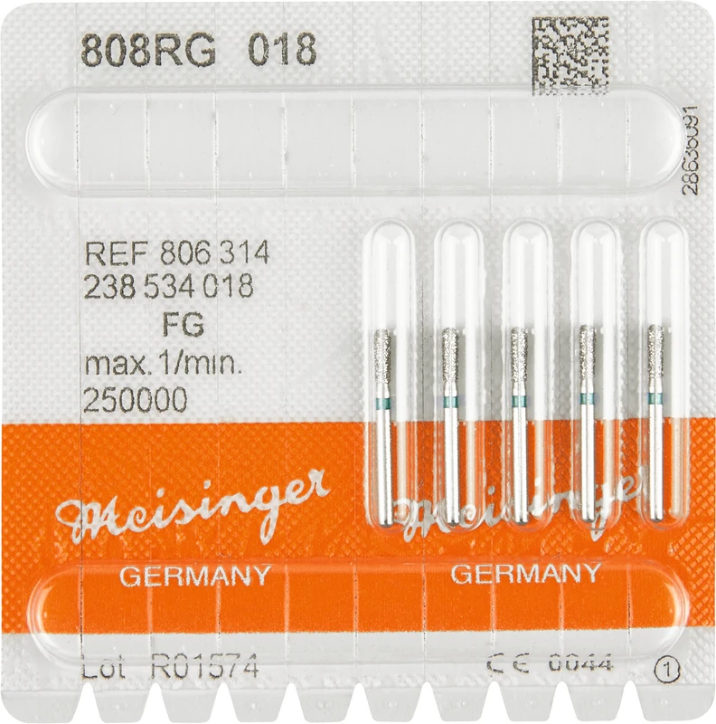 Diamanten 808  Packung  5 Stück grün grob, FG, Figur 238 Birne rund, 5 mm, ISO 018