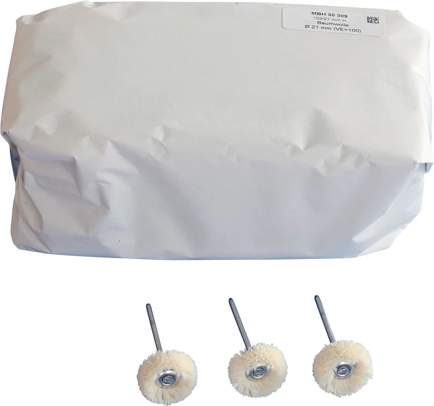 Miniaturbürsten Garn  Packung  100 Stück HP, Baumwollgarn weich, Ø 21 mm