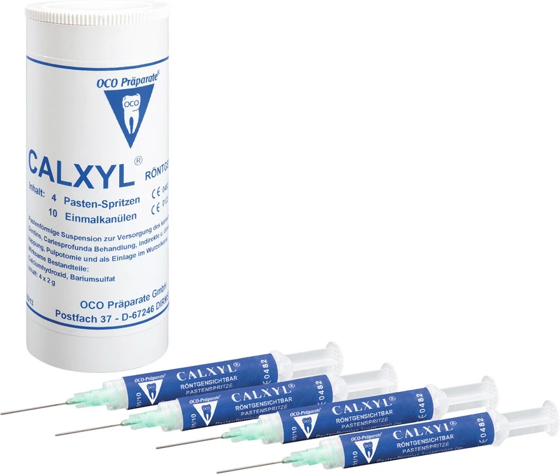 CALXYL®   Packung  4 x 2 g Spritze Paste blau Röntgensichtbar