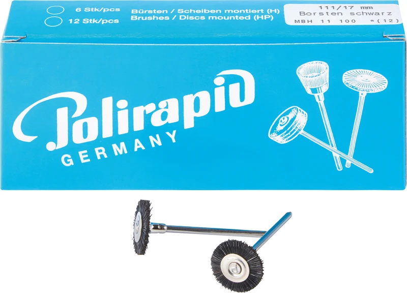 Miniaturbürsten  Packung  12 Stück HP, Chungking Borste schwarz, Ø 17 mm