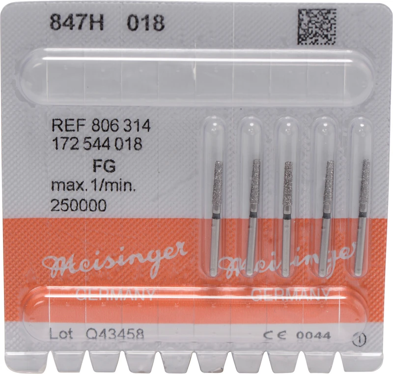 Diamanten 847  Packung  5 Stück schwarz super grob, FG, Figur 172 Konus Kante scharf, 8 mm, ISO 018