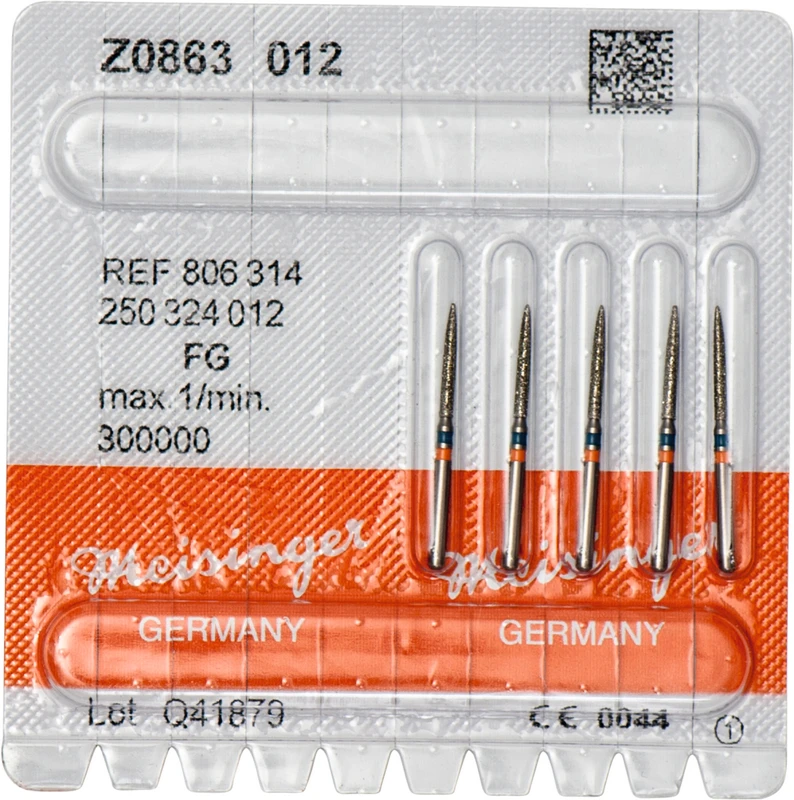 Diamanten Z0863  Packung  5 Stück blau mittel, FG, Figur 250 Flamme, 10 mm, ISO 012