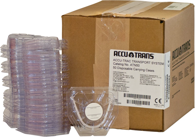 ACCU-TRAC  Packung  50 Transport- und Auslieferungsbehälter, 50 Namensschilder, 50 Rückrufkarten