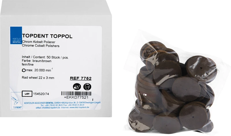TOPDENT TopPol Co-Cr Polierer  Packung  50 Stück fein, Rad 22 x 3 mm