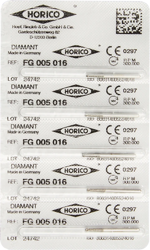 Diamantschleifer 005  Packung  5 Stück FG, Figur 005, 7 mm, 90°, ISO 016